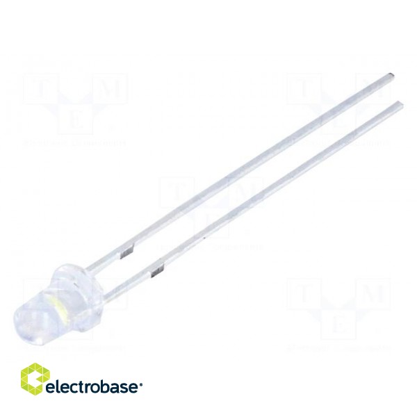 LED | 3mm | white cold | 750mcd | 35° | Front: convex | No.of term: 2