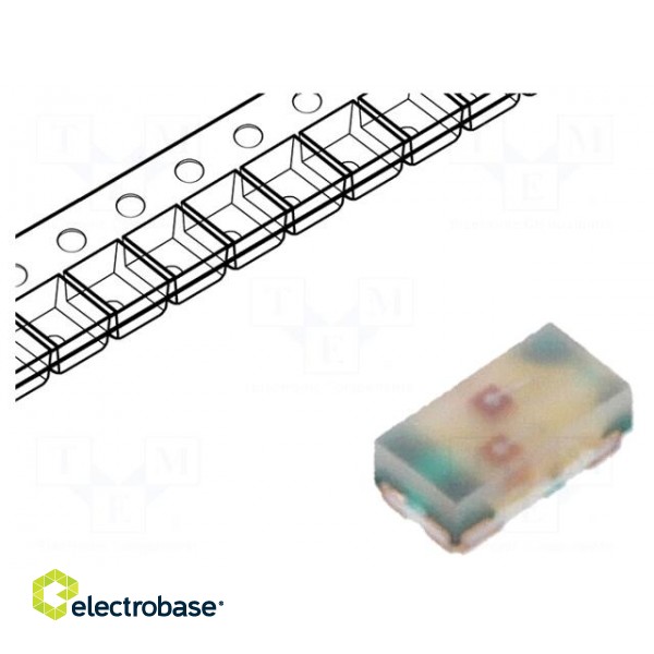 LED | SMD | 0603 | orange/green | 1.6x0.8x0.5mm | 120° | 20mA | 52/52mW