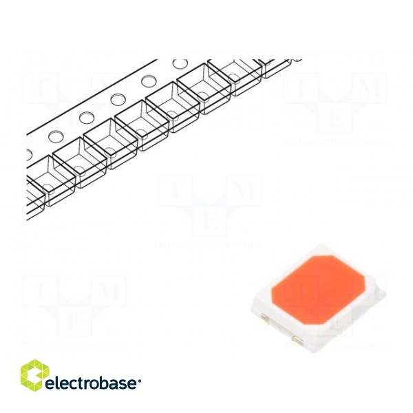 LED | SMD | 2835 | red | 10÷20lm | 3.5x2.8x0.8mm | 120° | 3÷3.4V | 150mA