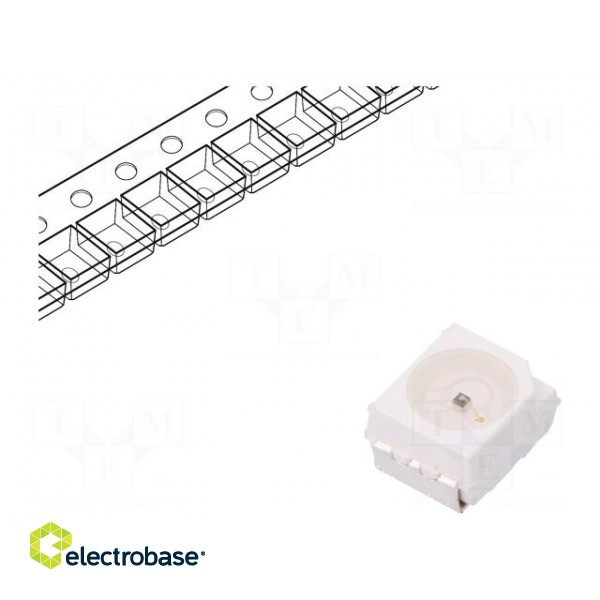 LED | SMD | 3528,PLCC2 | red | 28.5÷50mcd | 3.5x2.8x1.9mm | 120° | 20mA