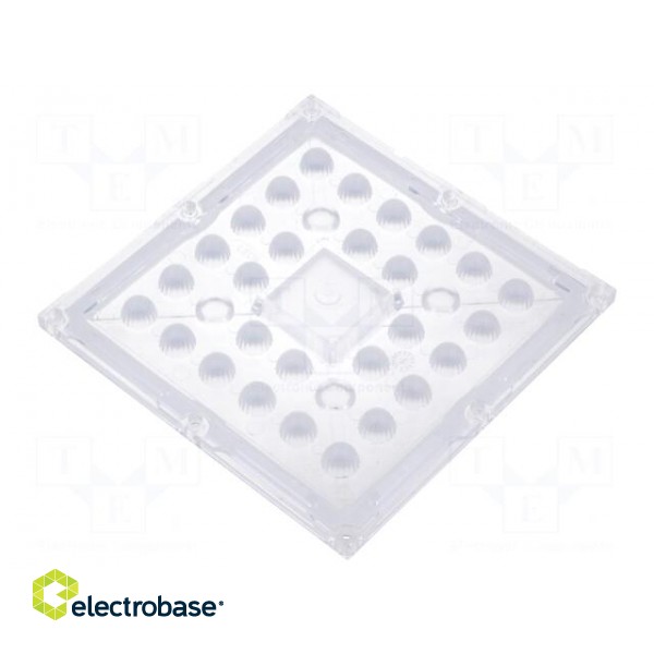 LED lens | square | Mat: PMMA plexiglass | transparent | H: 9.5mm