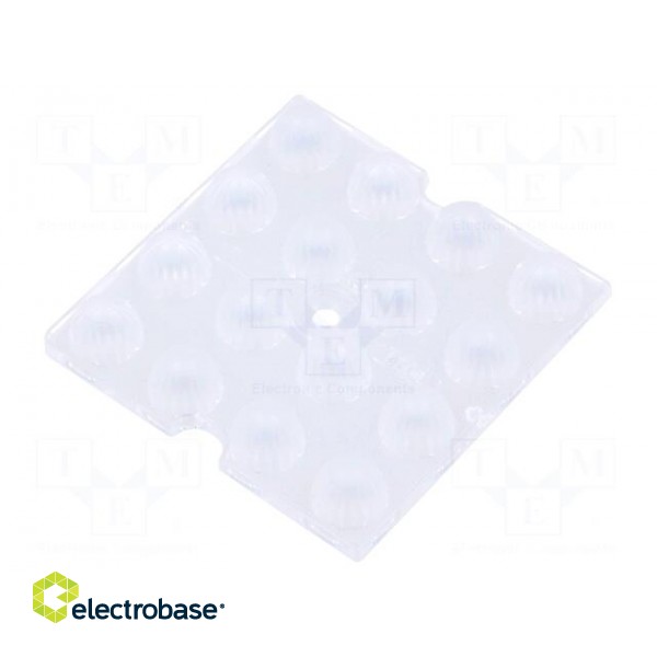 LED lens | square | plexiglass PMMA | transparent | 25° | H: 7.5mm