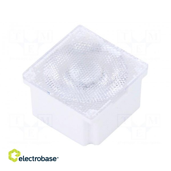 LED lens | square | Mat: polycarbonate | transparent | 45° | H: 12.55mm фото 1