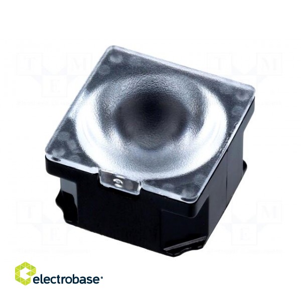 LED lens | square | transparent | 15÷34° | Colour: black | H: 13.1mm