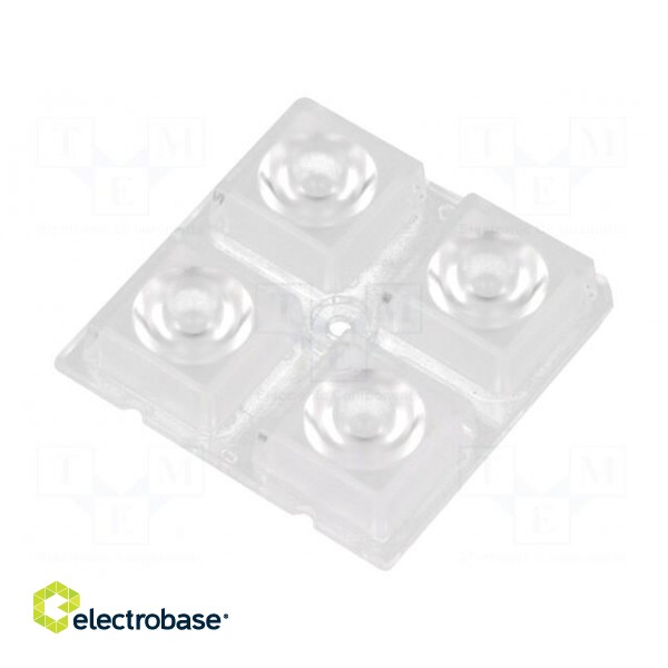 LED lens | square | transparent | 25÷32° | H: 8.5mm | Ømount.hole: 3.1mm