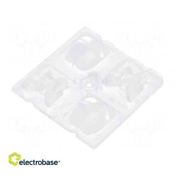 LED lens | square | transparent | H: 12.27mm | Outside dim: 50x50mm