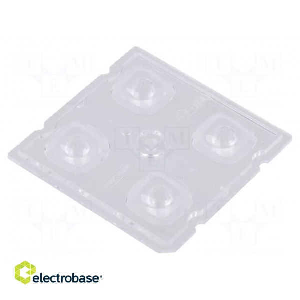 LED lens | square | transparent | H: 6.1mm | Body dim: 50x50mm