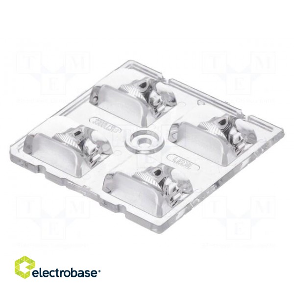 LED lens | square | transparent | H: 7.7mm | Body dim: 50x50mm