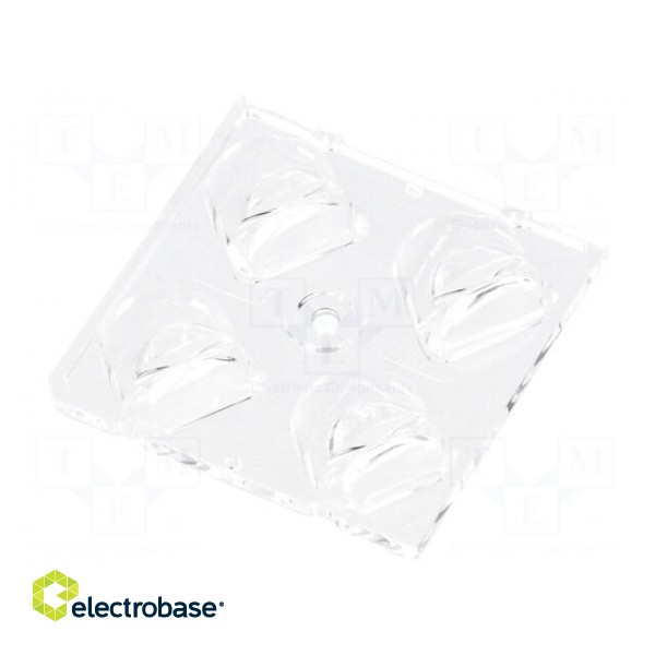 LED lens | square | transparent | H: 8mm | Body dim: 50x50mm