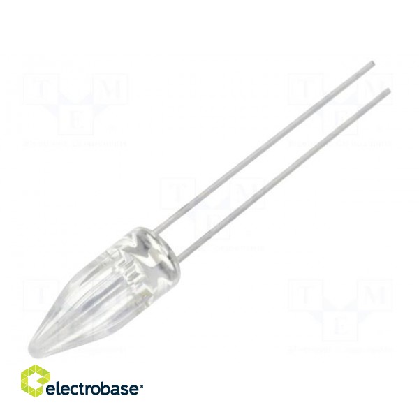 LED | 5mm | white cold | 1560÷3000mcd | 130° | Front: Rocket | 3.1÷3.6V