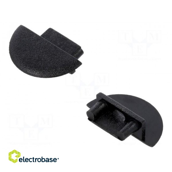 Cap for LED profiles | black | 2pcs | ABS | GEN2,rounded | BEGTIN12