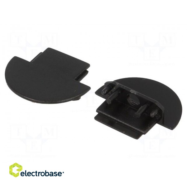 Cap for LED profiles | black | ABS | Application: GROOVE10 | Pcs: 2