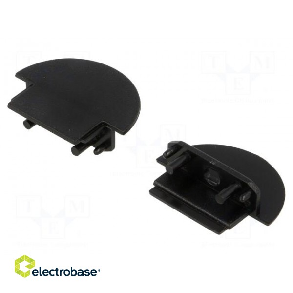 Cap for LED profiles | black | ABS | Application: GROOVE14 | Pcs: 2