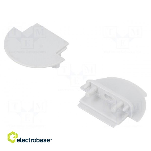 Cap for LED profiles | grey | ABS | Application: GROOVE14 | Pcs: 2