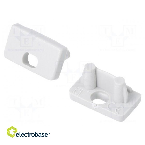 Cap for LED profiles | grey | ABS | Application: SLIM8 | V: with hole