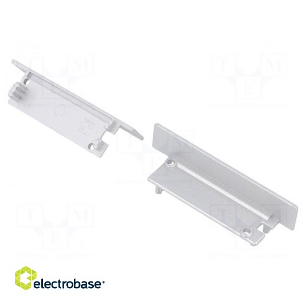 Cap for LED profiles | silver | ABS | Application: FLAT8 | Pcs: 2