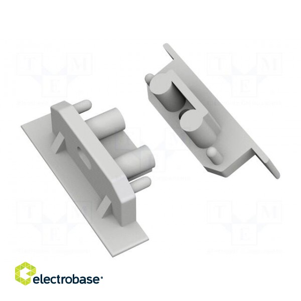 Cap for LED profiles | silver | 2pcs | ABS | GEN2,with hole | GROOVE10