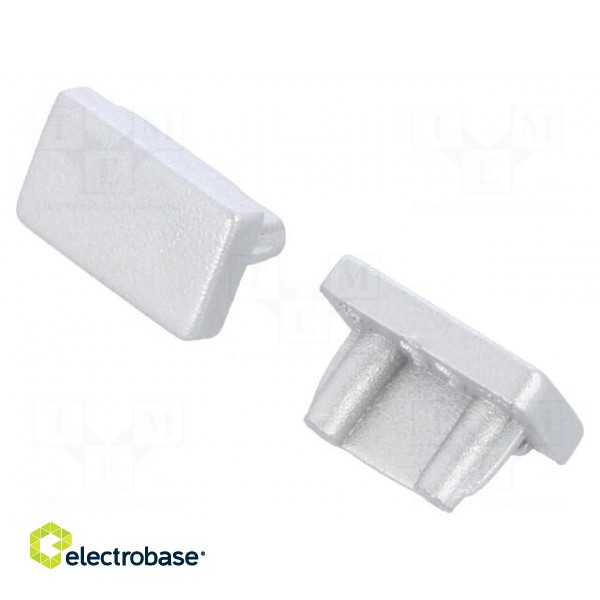 Cap for LED profiles | silver | ABS | Application: SLIM8 | Pcs: 2