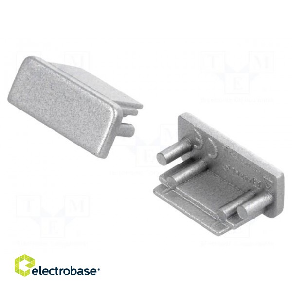 Cap for LED profiles | silver | ABS | Application: SURFACE10 | Pcs: 2