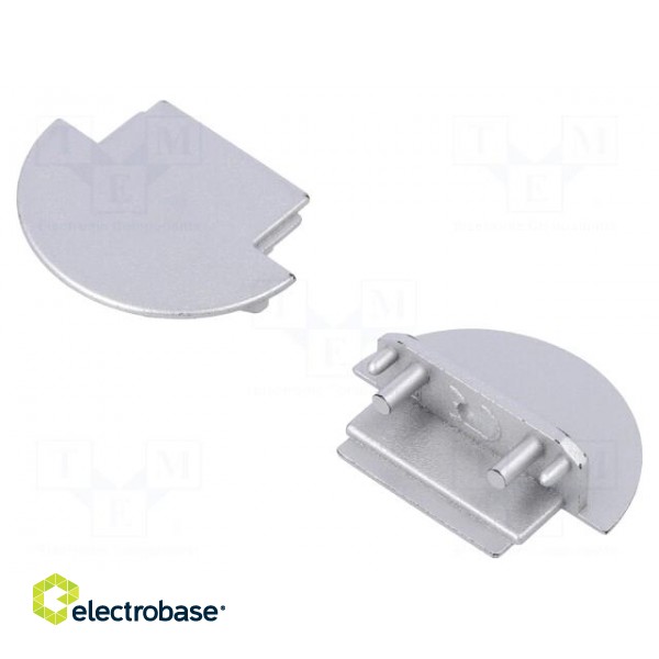 Cap for LED profiles | silver | ABS | Application: GROOVE14 | Pcs: 2