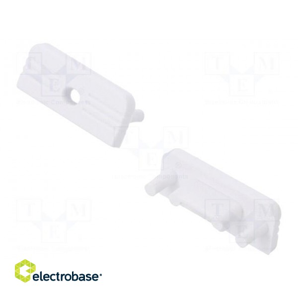 Cap for LED profiles | white | 20pcs | ABS | with hole | SURFACE10