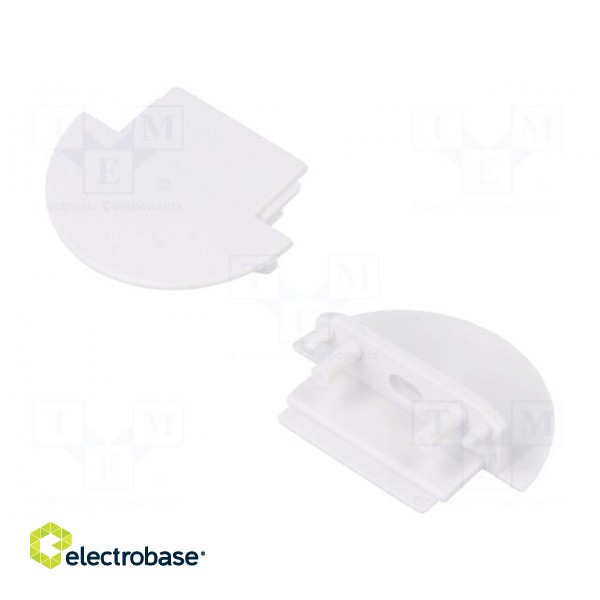 Cap for LED profiles | white | ABS | Application: GROOVE14 | Pcs: 2
