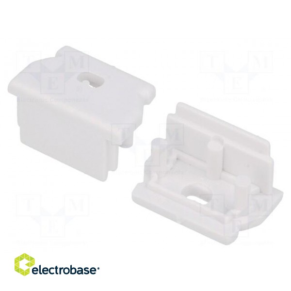 Cap for LED profiles | white | ABS | Application: UNI12 | V: with hole