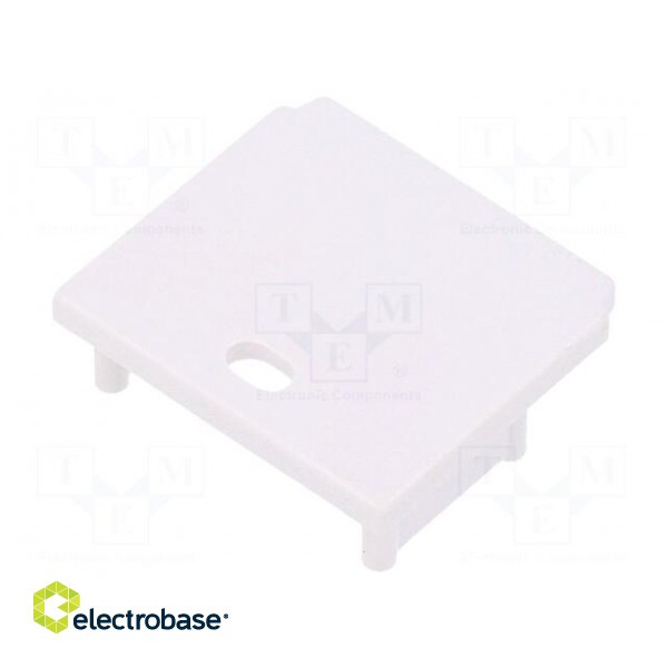 Cap for LED profiles | white | 2pcs | ABS | with hole фото 1