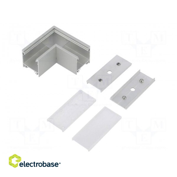 Connector 90° | silver | aluminium,polycarbonate | anodized paveikslėlis 1