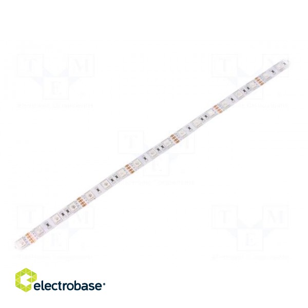 LED tape | RGB | 5050 | 12V | LED/m: 60 | 10mm | white PCB | IP20 | 14.4W/m