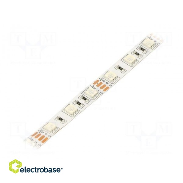 LED tape | RGB | 5050 | 12V | LED/m: 60 | 10mm | white PCB | IP20 | 4.8W/m