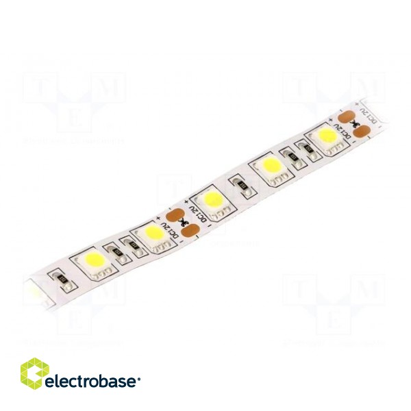 LED tape | white cold | 5050 | 12V | LED/m: 60 | 10mm | IP20 | 120° | 14.4W/m image 1