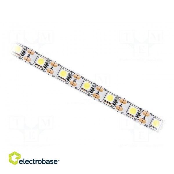 LED tape | white cold | 5050 | 5V | LED/m: 60 | 10mm | white PCB | IP20