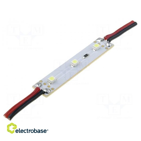 Module: LED | Colour: white | 1.8W | 144lm | 12VDC | 120° | No.of diodes: 3