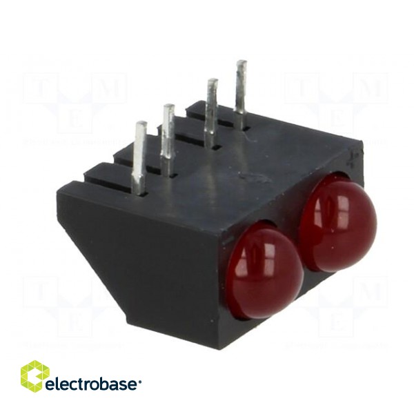 LED | horizontal,in housing | red | 4.8mm | No.of diodes: 2 | 20mA | 60° фото 8