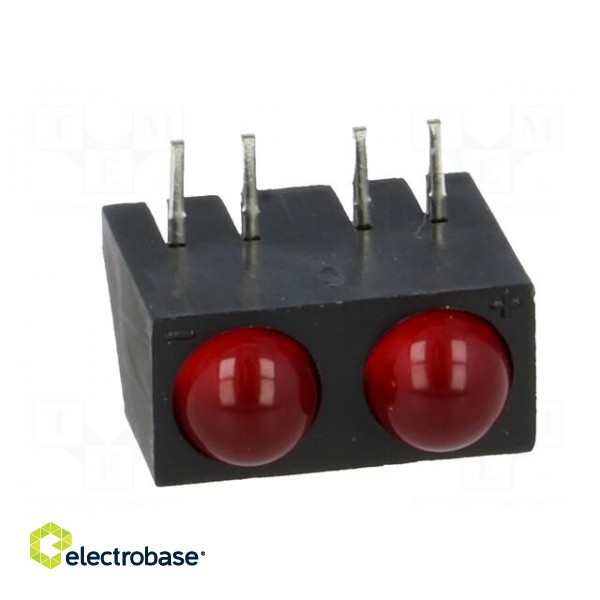 LED | horizontal,in housing | red | 4.8mm | No.of diodes: 2 | 20mA | 60° фото 9