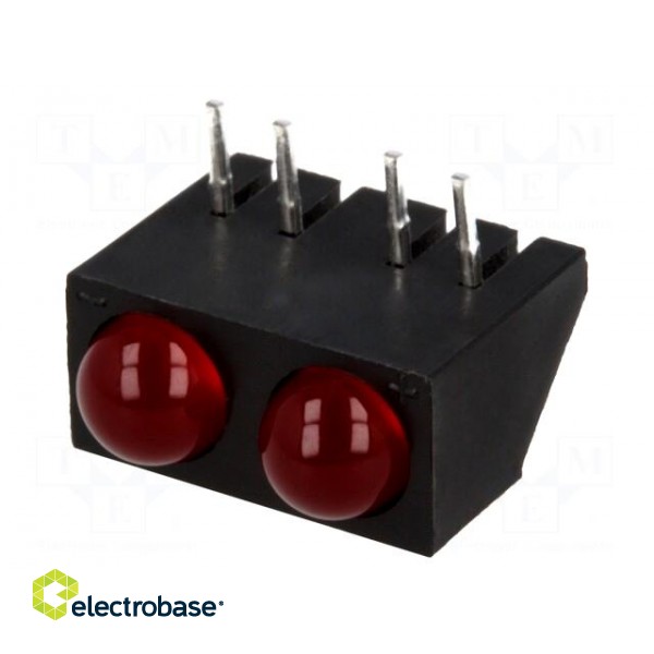 LED | horizontal,in housing | red | 4.8mm | No.of diodes: 2 | 20mA | 60° фото 1