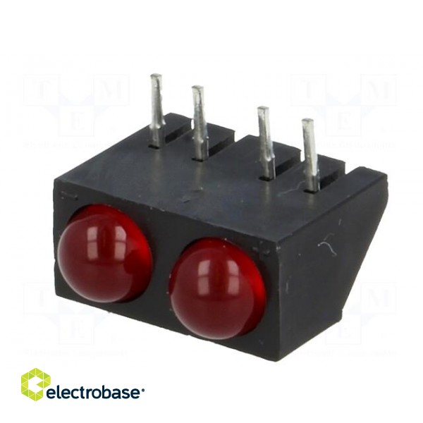 LED | horizontal,in housing | red | 4.8mm | No.of diodes: 2 | 20mA | 60° image 2