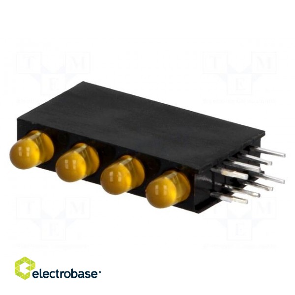 LED | in housing | amber | 3mm | No.of diodes: 4 | 20mA | 80° | 1.6÷2.6V image 1