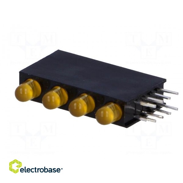 LED | in housing | amber | 3mm | No.of diodes: 4 | 20mA | 80° | 1.6÷2.6V image 2