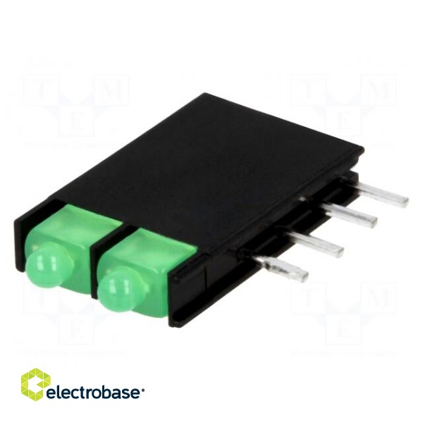 LED | in housing | green | 1.8mm | No.of diodes: 2 | 20mA | 70° | 2.2÷2.5V image 1