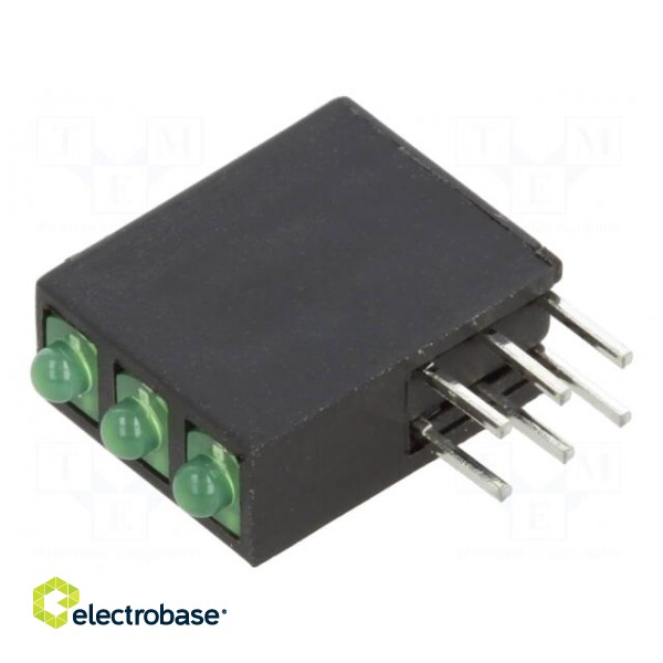 LED | in housing | green | 1.8mm | No.of diodes: 3 | 20mA | Lens: diffused paveikslėlis 1