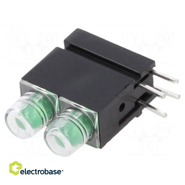 LED | in housing | green | 3.9mm | No.of diodes: 2 | 20mA | 40° | 10÷20mcd