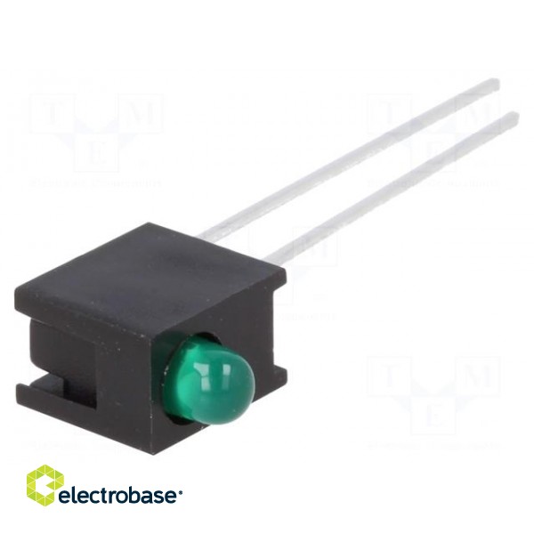 LED | in housing | green | 3mm | No.of diodes: 1 | 10mA | 60° | 1.5÷2.7V image 1