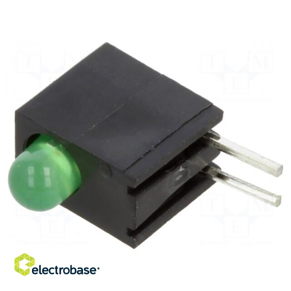 LED | in housing | green | 3mm | No.of diodes: 1 | 20mA | Lens: diffused
