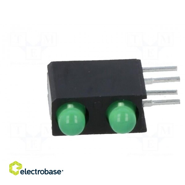 LED | in housing | green | 3mm | No.of diodes: 2 | 20mA | 40° | 2.2÷2.5V paveikslėlis 3