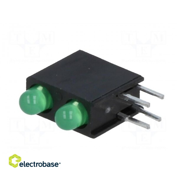 LED | in housing | green | 3mm | No.of diodes: 2 | 20mA | 40° | 2.2÷2.5V paveikslėlis 4