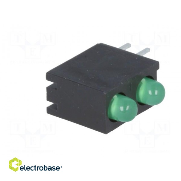 LED | in housing | green | 3mm | No.of diodes: 2 | 20mA | 60° | 2.2÷2.5V paveikslėlis 2