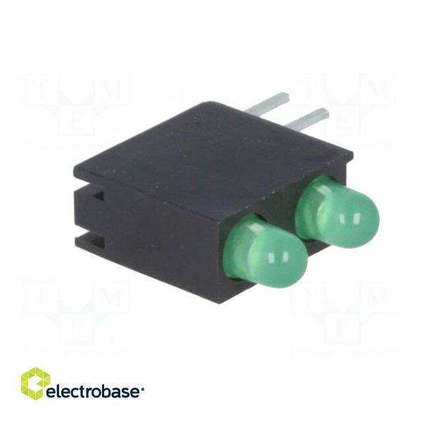 LED | in housing | green | 3mm | No.of diodes: 2 | 20mA | 60° | 2.2÷2.5V paveikslėlis 8