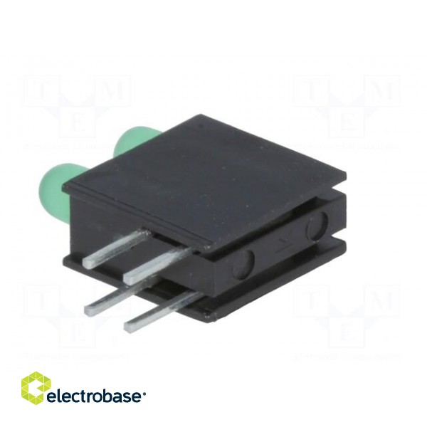 LED | in housing | green | 3mm | No.of diodes: 2 | 20mA | 60° | 2.2÷2.5V фото 4